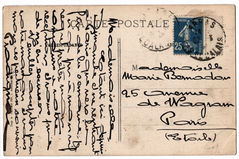 Back of a vintage postcard.