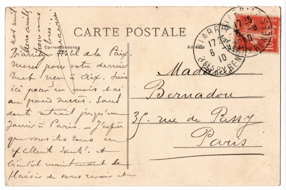 Back of a vintage postcard.
