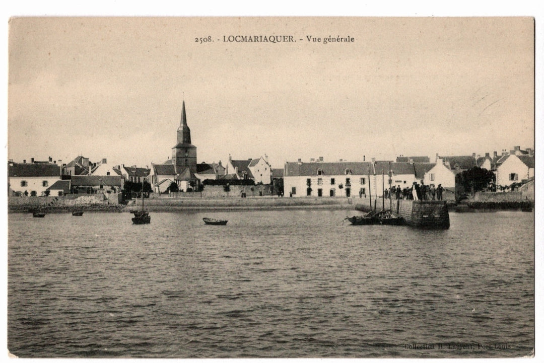  1907 Port Harbor View Locmariaquer France Vintage Postcard.