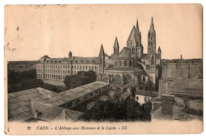 1929 L'Abbaye aux Hommes, Lycée Caen France Vintage Postcard.