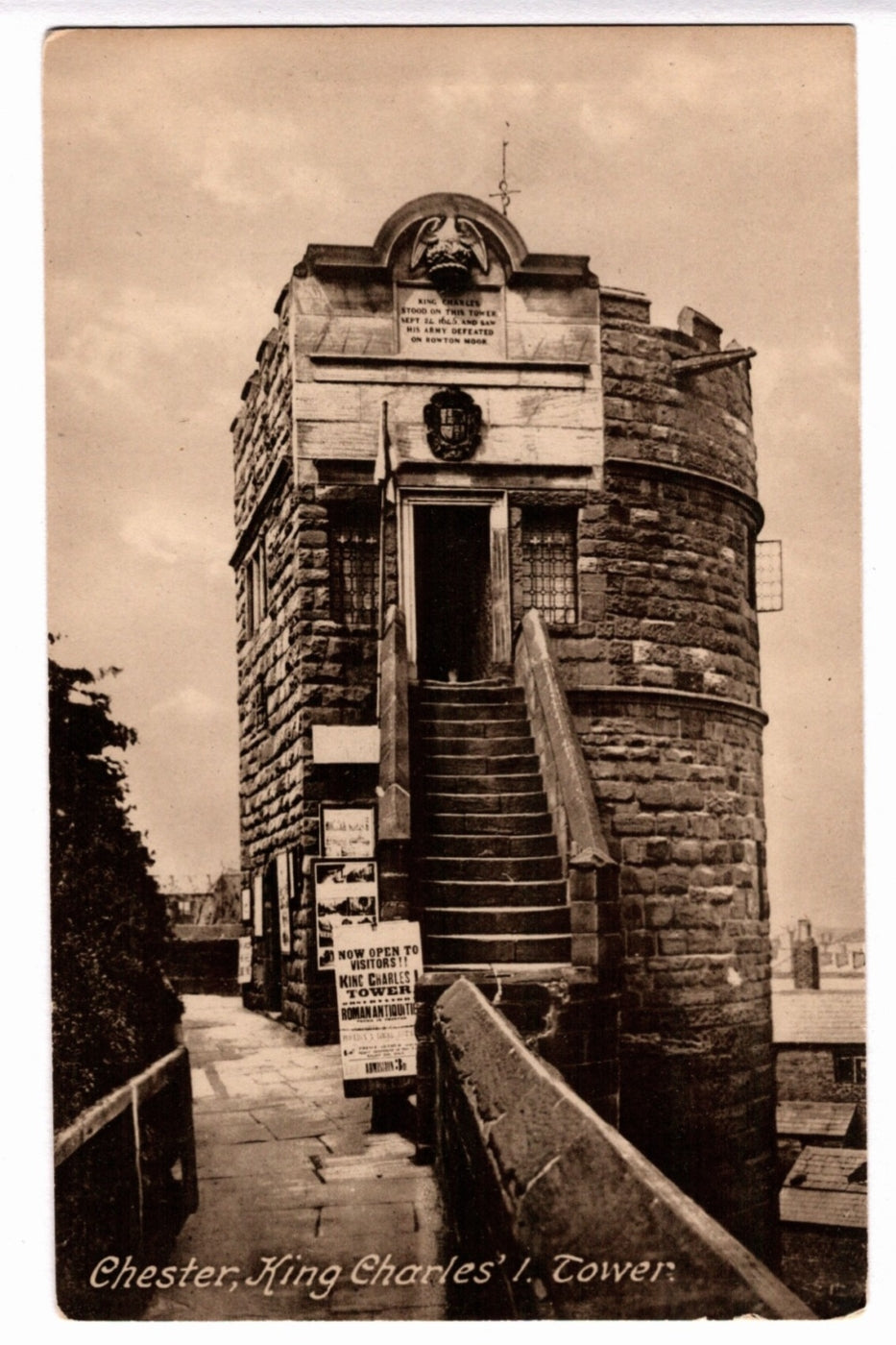 1907 King Charles' I Tower Chester England Vintage Postcard.