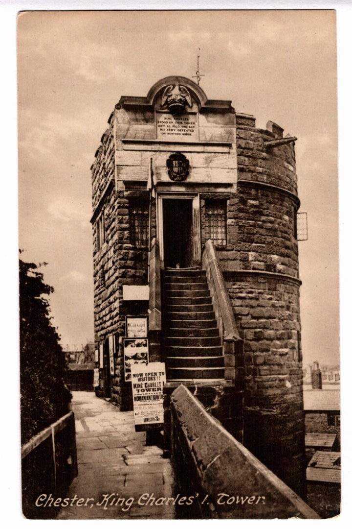 1907 King Charles' I Tower Chester England Vintage Postcard.