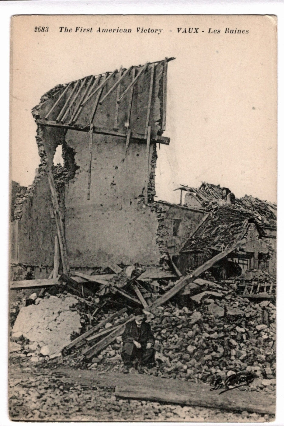 1918 First American Victory Vaux Ruins WWI Vintage Postcard.