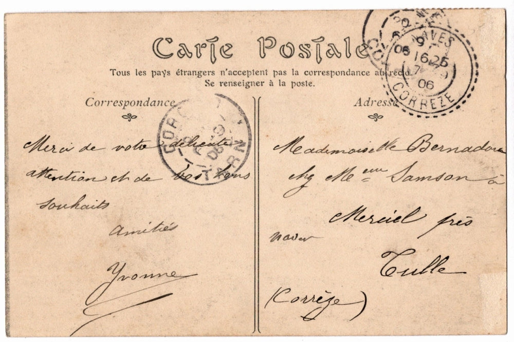 Back of a vintage postcard.
