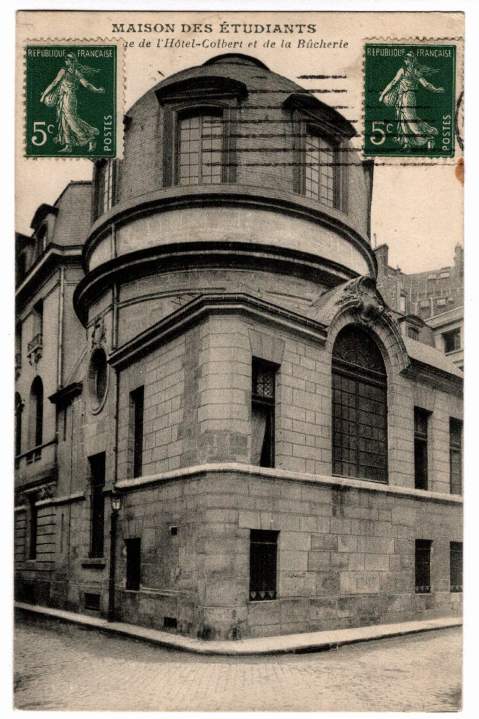 1915 Maison des Étudiants Paris Hôtel Colbert France Vintage Postcard, TVC.