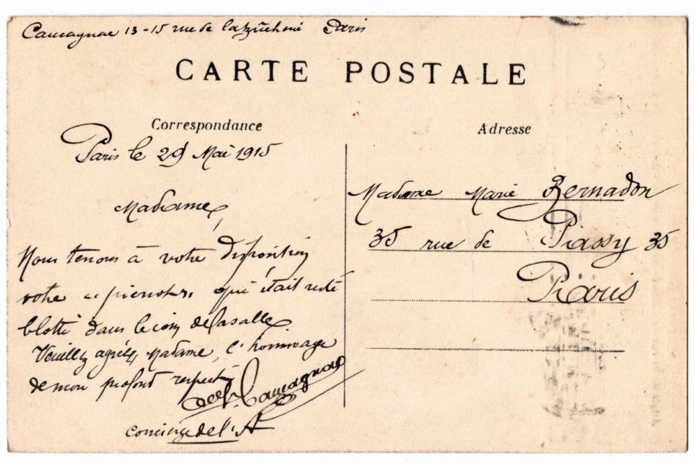 Back of a vintage postcard.