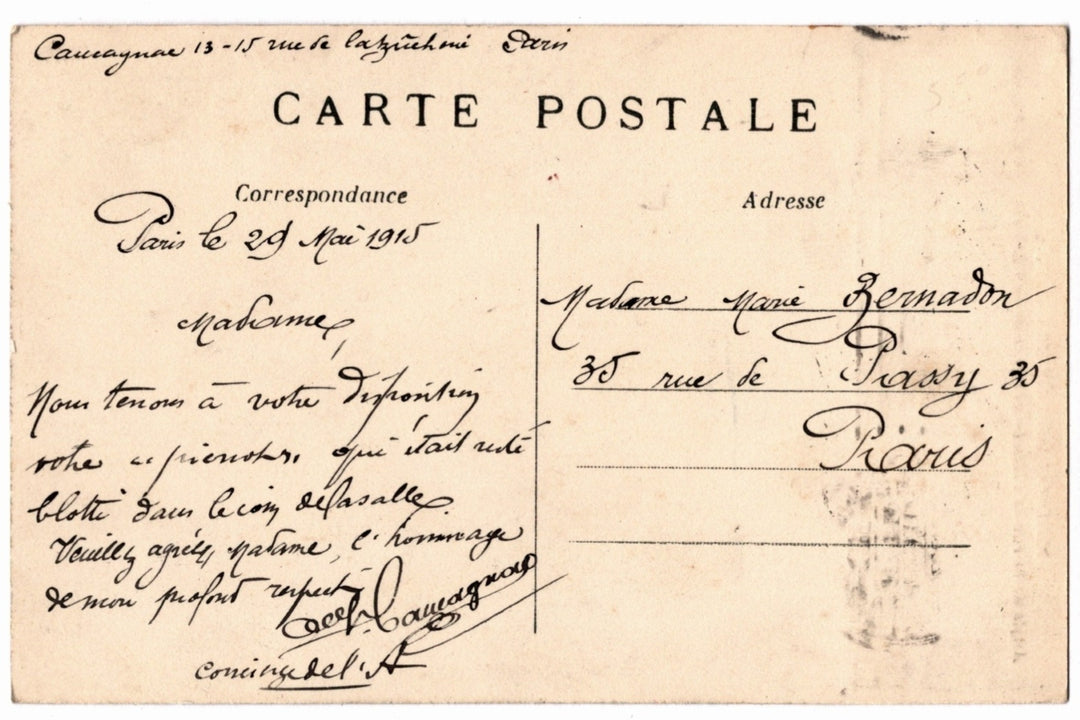 Back of a vintage postcard.