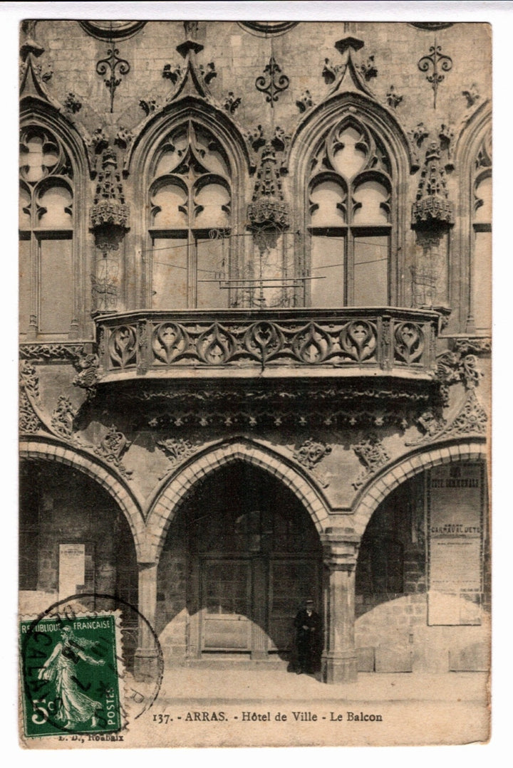 1907 Arras Hôtel de Ville France Vintage Postcard, TVC.