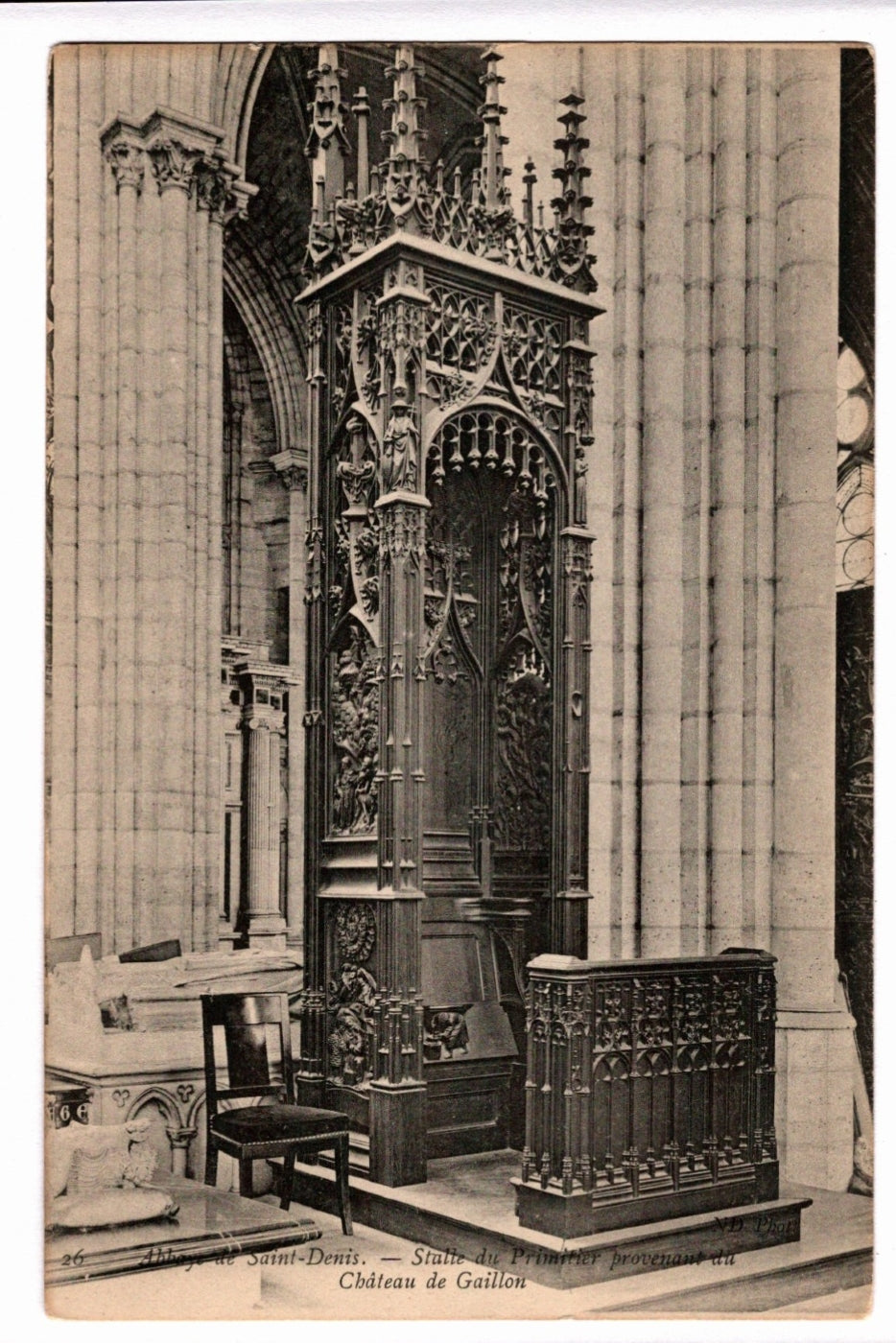 1906 Saint-Denis Cathedral Stall of the Primicier Vintage Postcard.