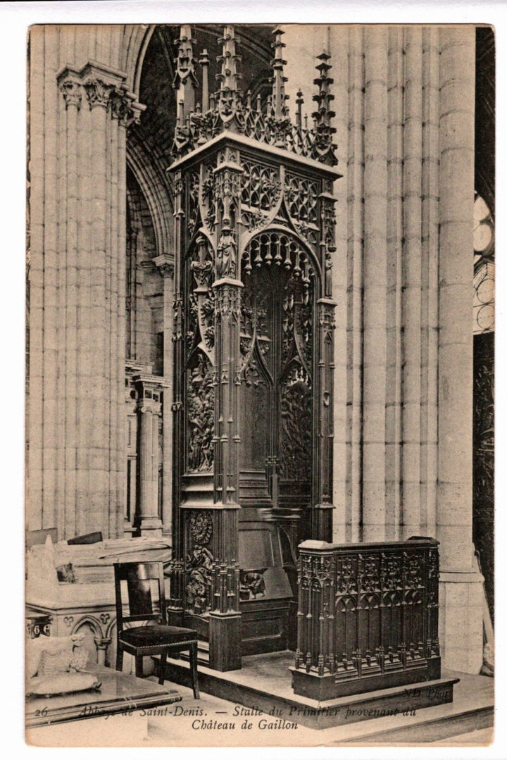 1906 Saint-Denis Cathedral Stall of the Primicier Vintage Postcard.