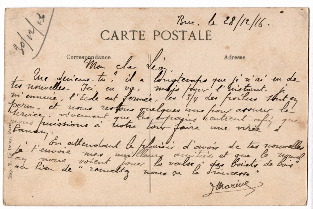 Back of a vintage postcard.