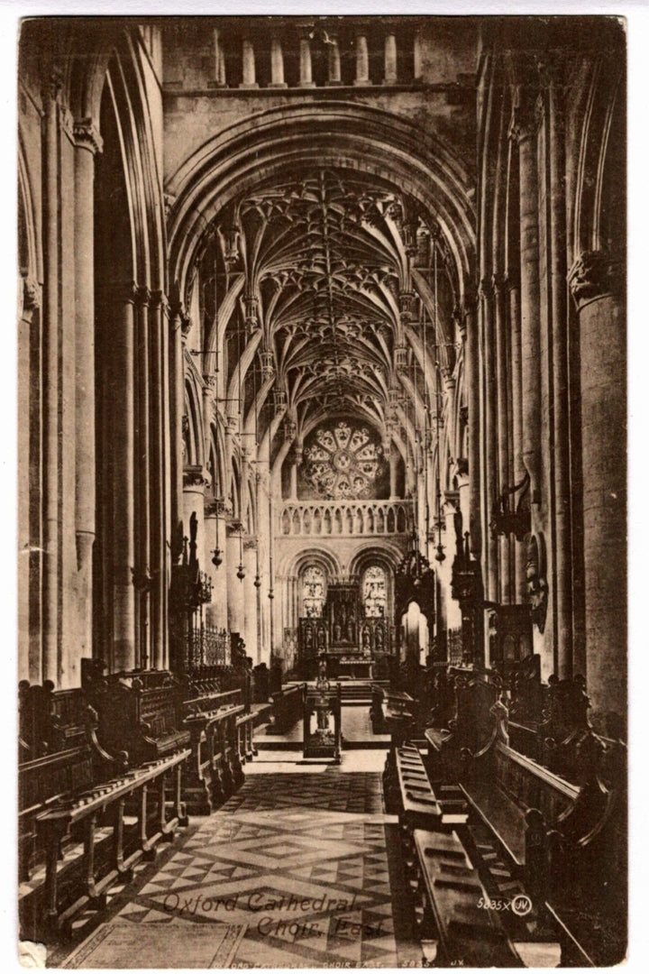 Oxford Cathedral Choir East Window Vintage Postcard.