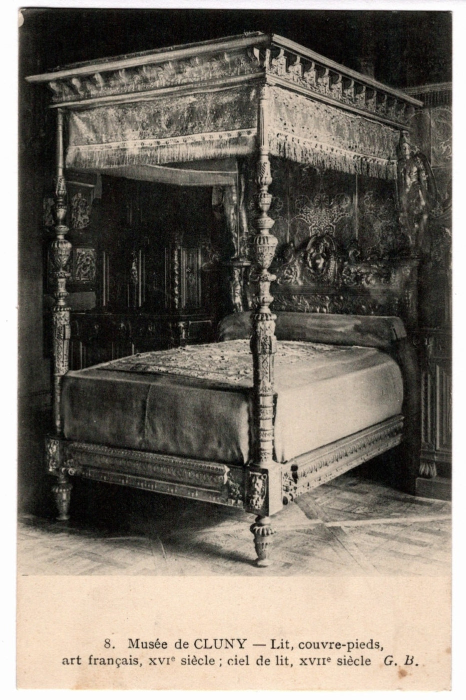 Cluny Museum Renaissance Bed of Francis I Vintage Postcard.