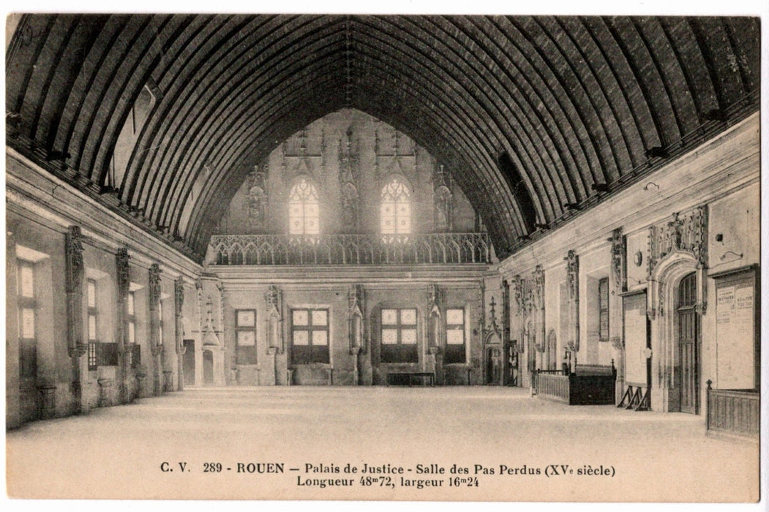 Rouen Courthouse Hall of Lost Footsteps Vintage Postcard.