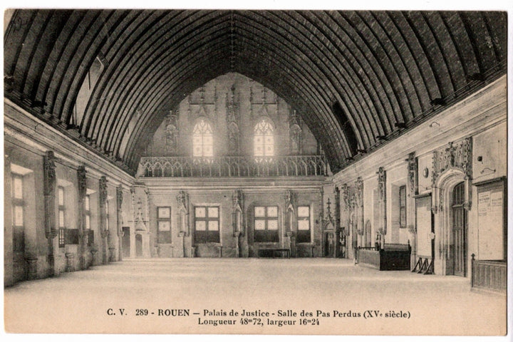 Rouen Courthouse Hall of Lost Footsteps Vintage Postcard.
