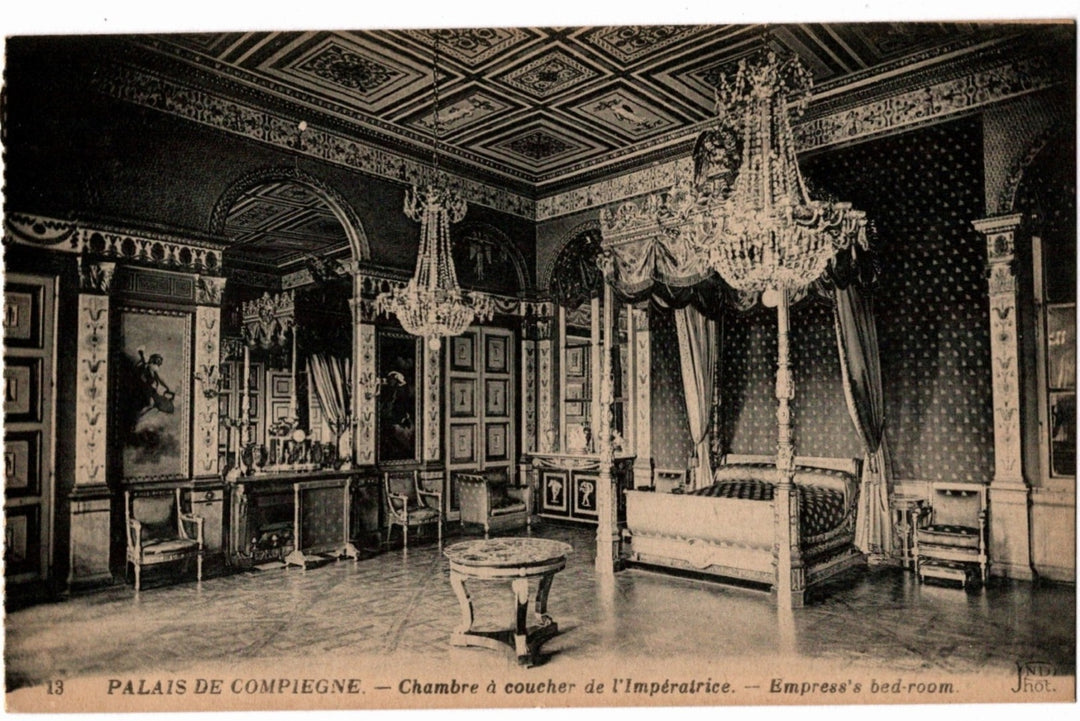 Compiegne Palace Empress Bedroom Vintage Postcard.