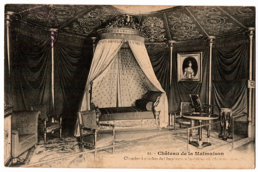 1910s Chateau de Malmaison Empress Josephine Bedroom Vintage Postcard.