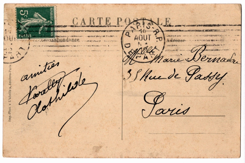 Back of a vintage postcard.