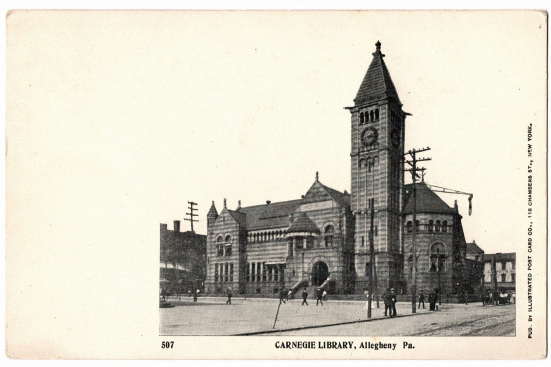 1901 Carnegie Library Allegheny Pennsylvania Vintage Postcard.