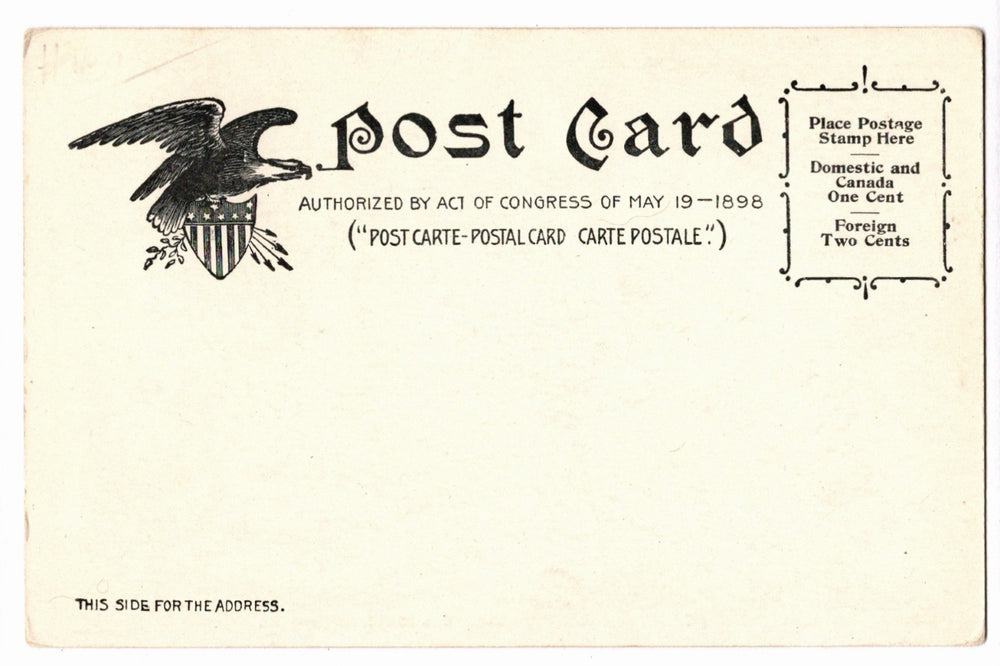 Back of a vintage postcard.