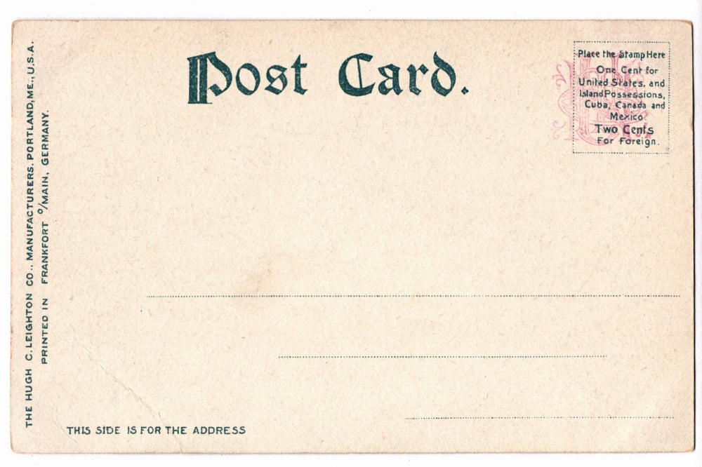 Back of a vintage postcard.
