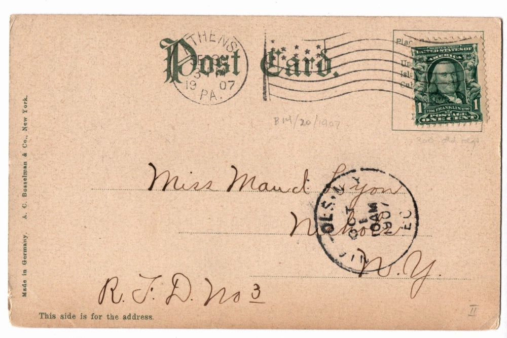 Back of a vintage postcard.