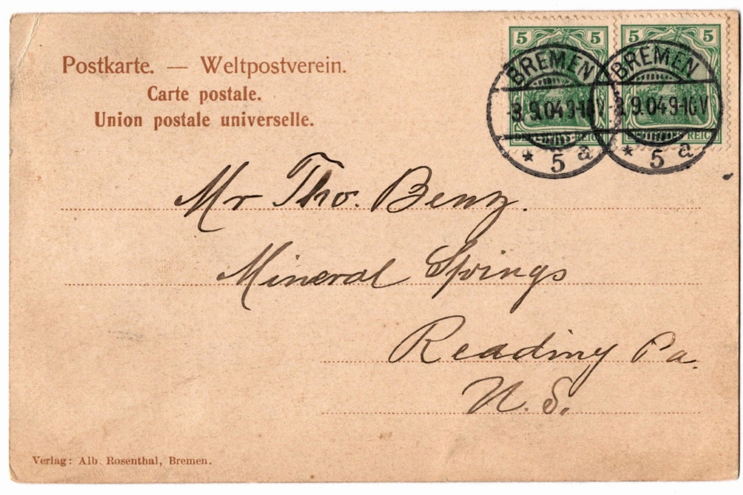 Back of a vintage postcard.