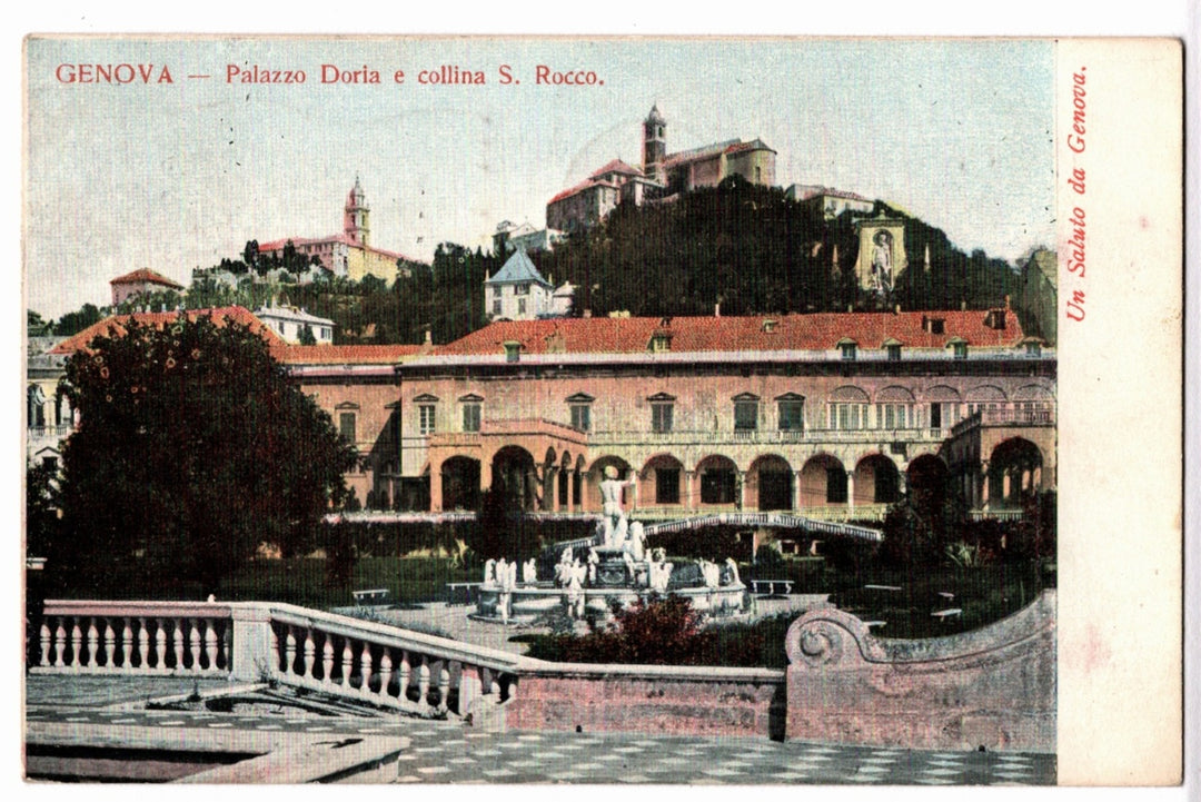 1900 Genoa Italy Palazzo Doria, San Rocco Hill Vintage Postcard, UDB.