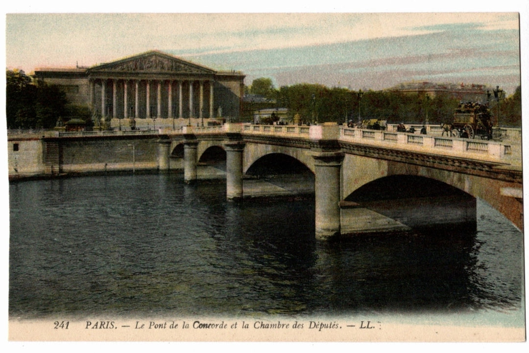 1904 Paris France Concorde Bridge Vintage Postcard, Chamber of Deputies .