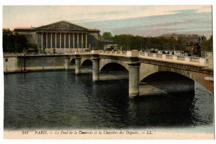 1904 Paris France Concorde Bridge Vintage Postcard, Chamber of Deputies .