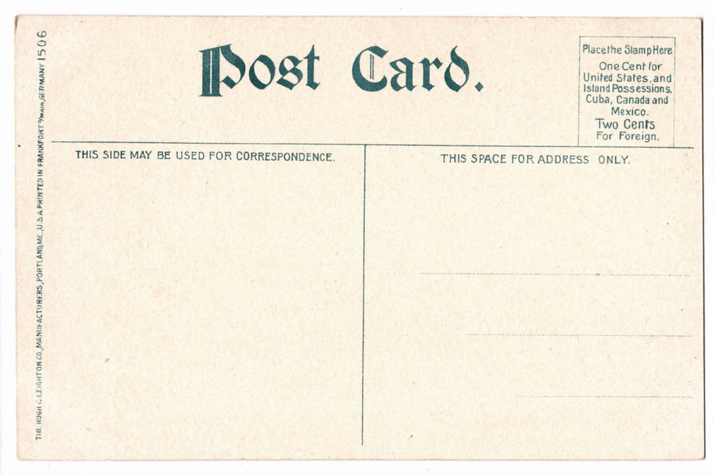 Back of a vintage postcard.