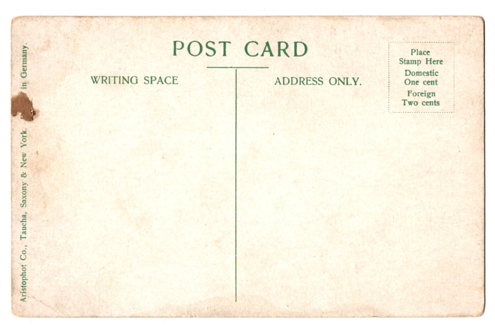 Back of a vintage postcard.