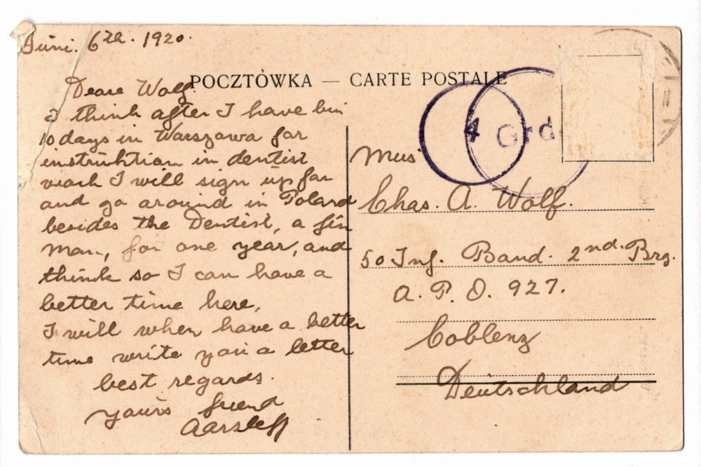 Back of a vintage postcard.