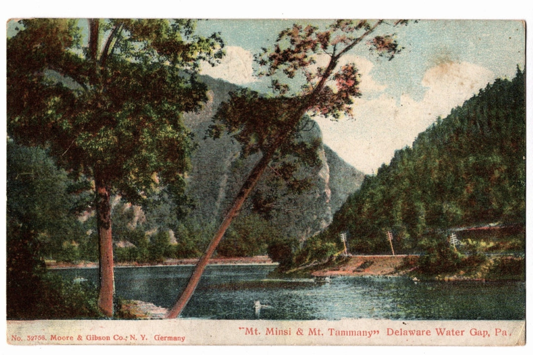 1908 Mt. Minsi & Mt. Tammany Delaware Water Gap PA Postcard.
