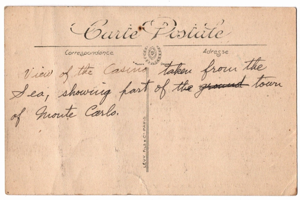Back of a vintage postcard.