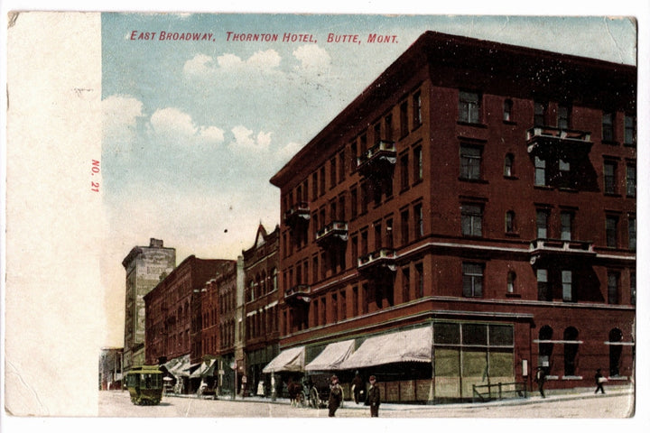 1907 East Broadway Thornton Hotel Butte Montana Vintage Postcard.