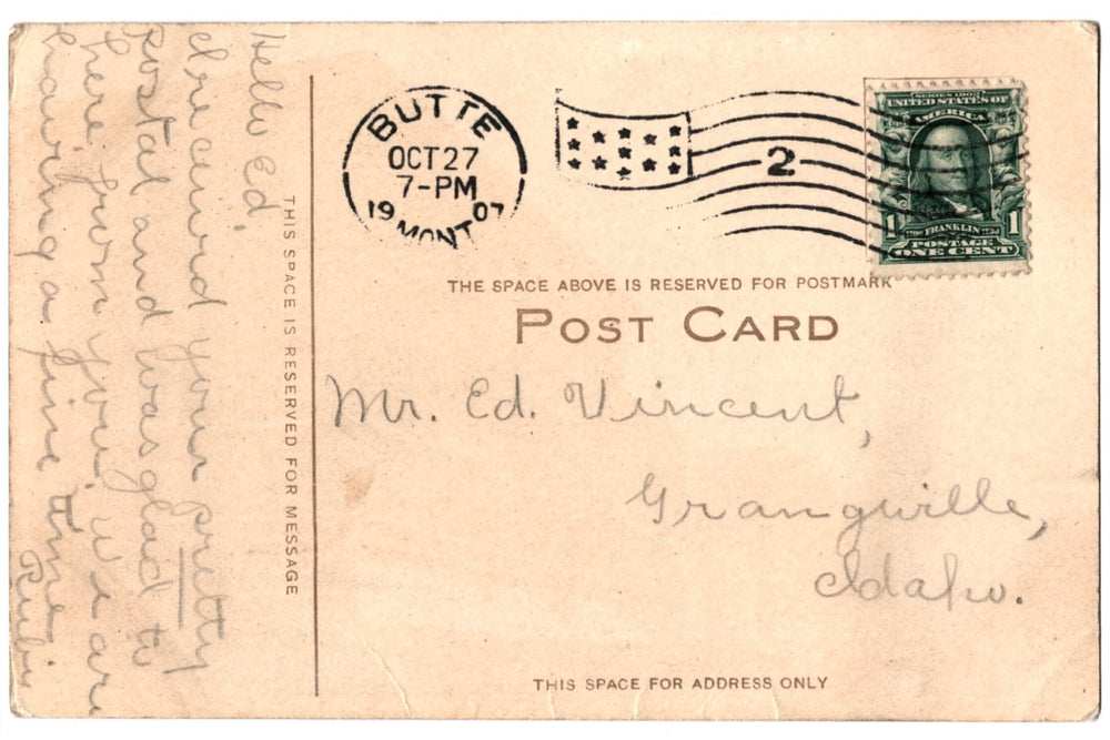 Back of a vintage postcard.
