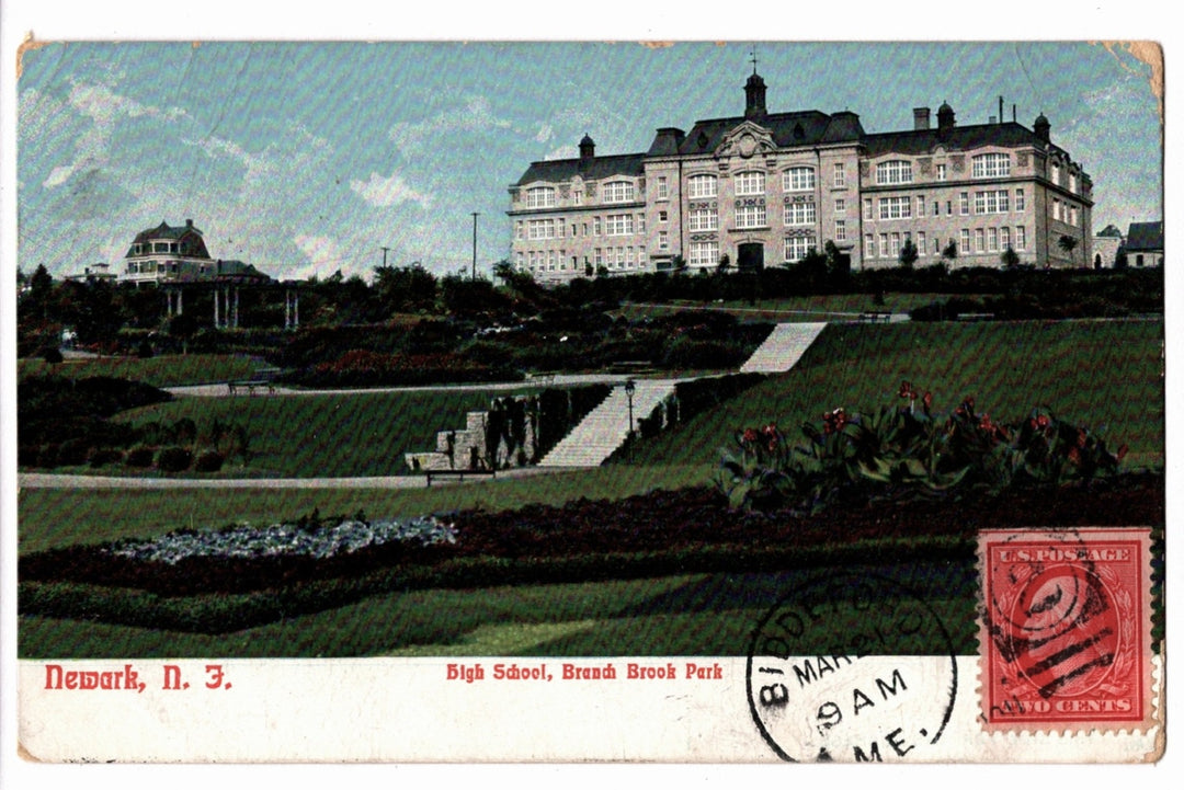 1909 Newark High School Branch Brook Park New Jersey Vintage Postcard.