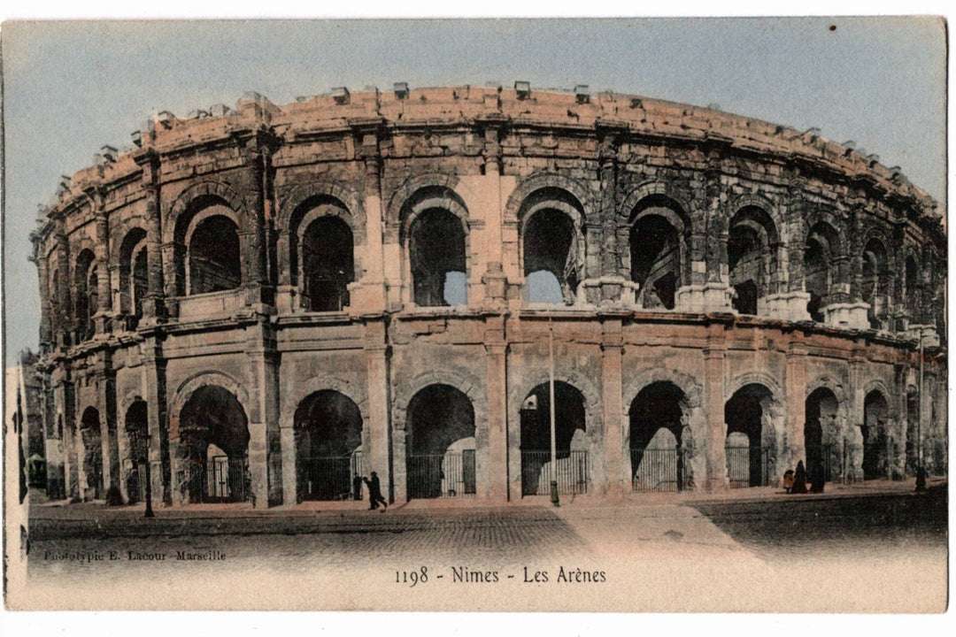 Vintage postcard of the Amphitheater in Nîmes, France. 1904 Nîmes Roman Arena France Vintage Postcard.