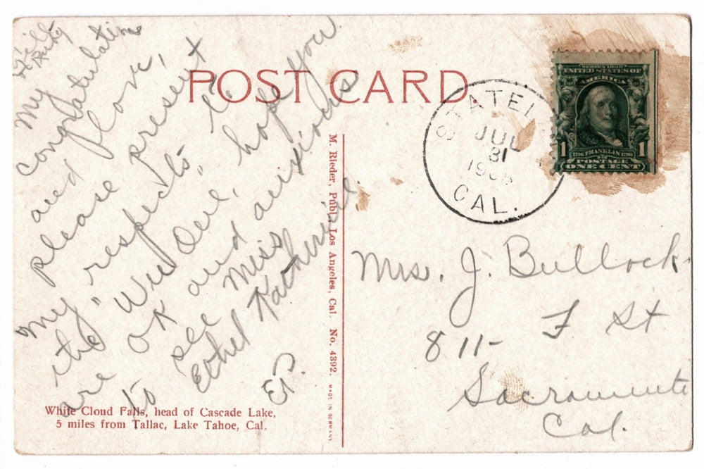 Back of a vintage postcard.
