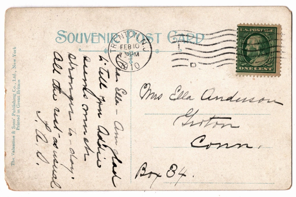 Back of a vintage postcard.