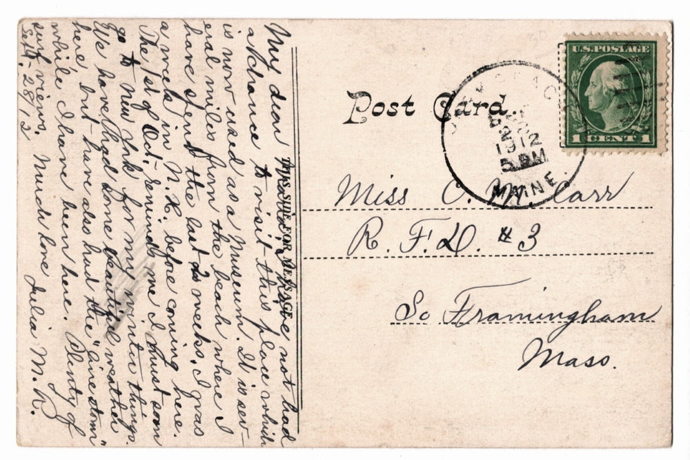 Back of a vintage postcard.