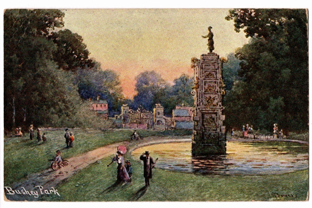 1902 Bushey Park Diana Fountain London England Vintage Postcard.