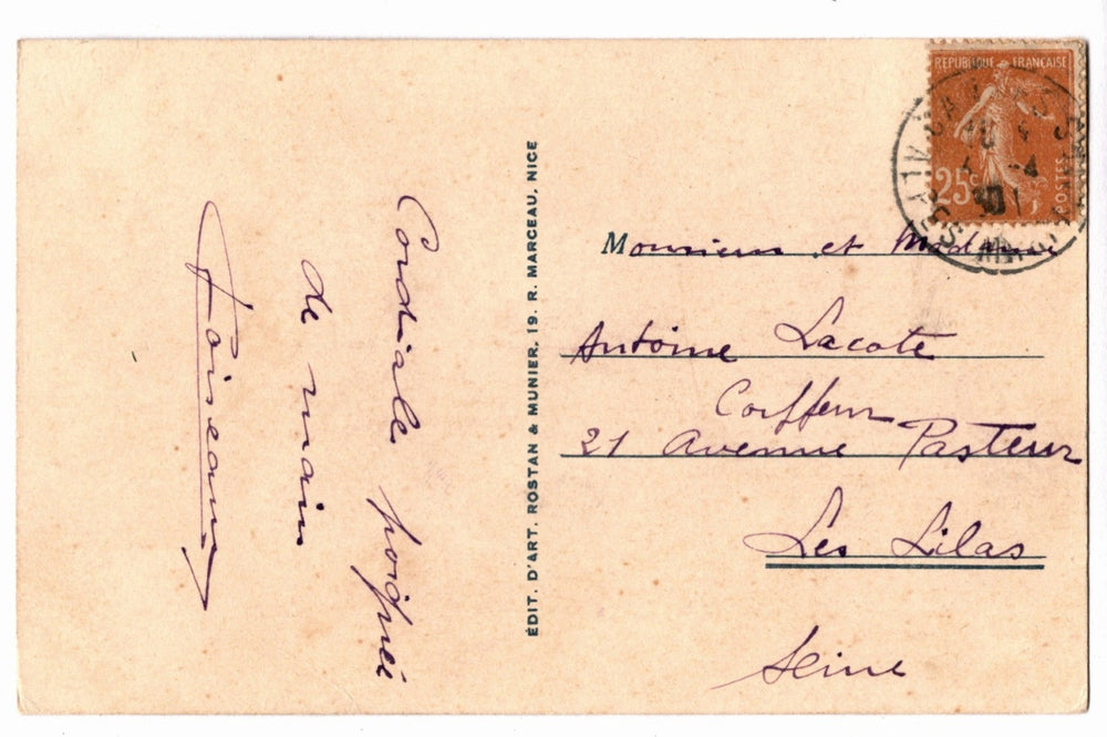 Back of a vintage postcard.