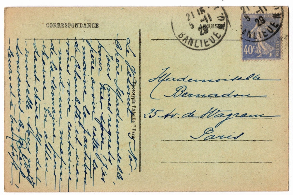Back of a vintage postcard.