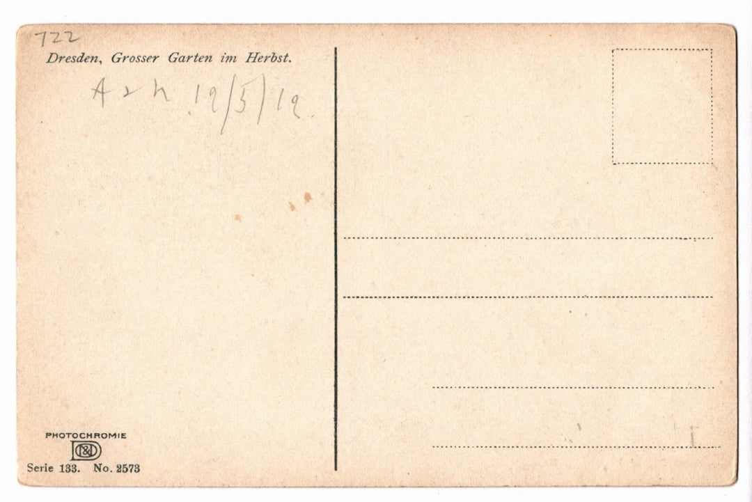 Back of a vintage postcard.