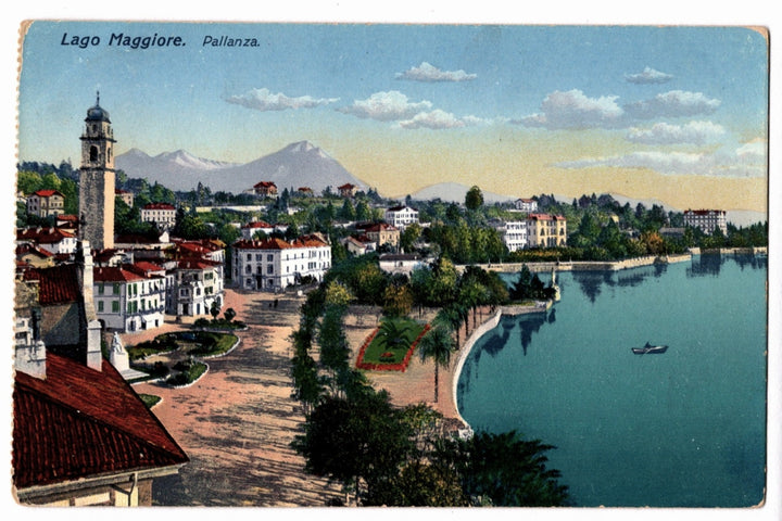 Lago Maggiore Pallanza Italian Lake Landscape Vintage Postcard.