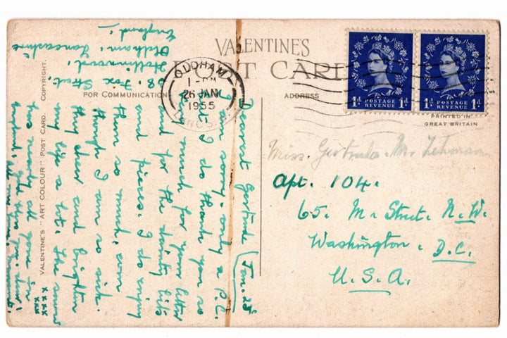 Back of a vintage postcard.