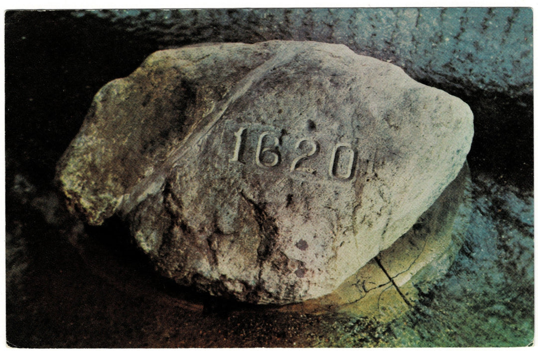 1960s Patriotic Plymouth Rock Massachusetts Vintage Postcard.