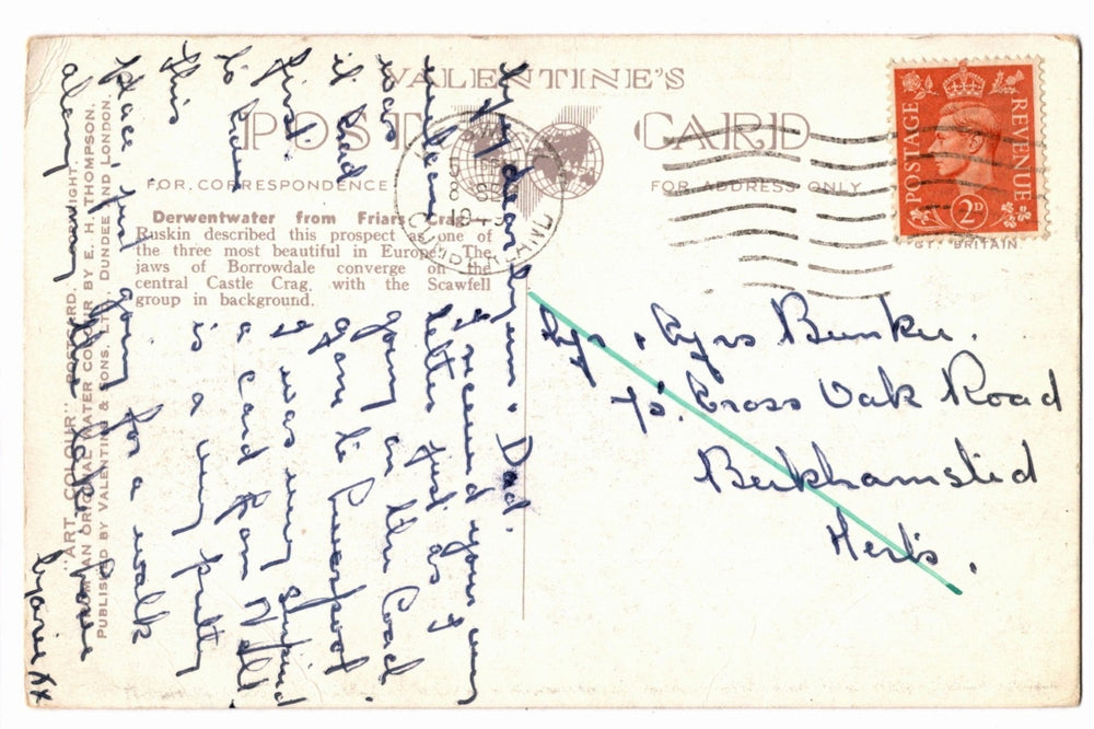 Back of a vintage postcard.